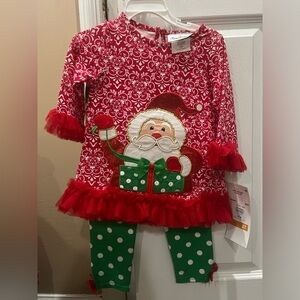Rare Editions Red and Green Santa Kids Matching Set